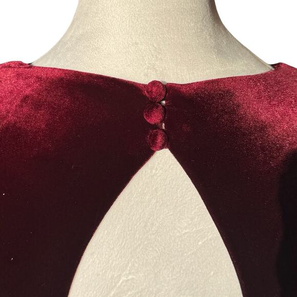 EUC Revelry Maxi Dress Burgundy Velvet Size 6 Cut Out Back Like New - Picture 9 of 11
